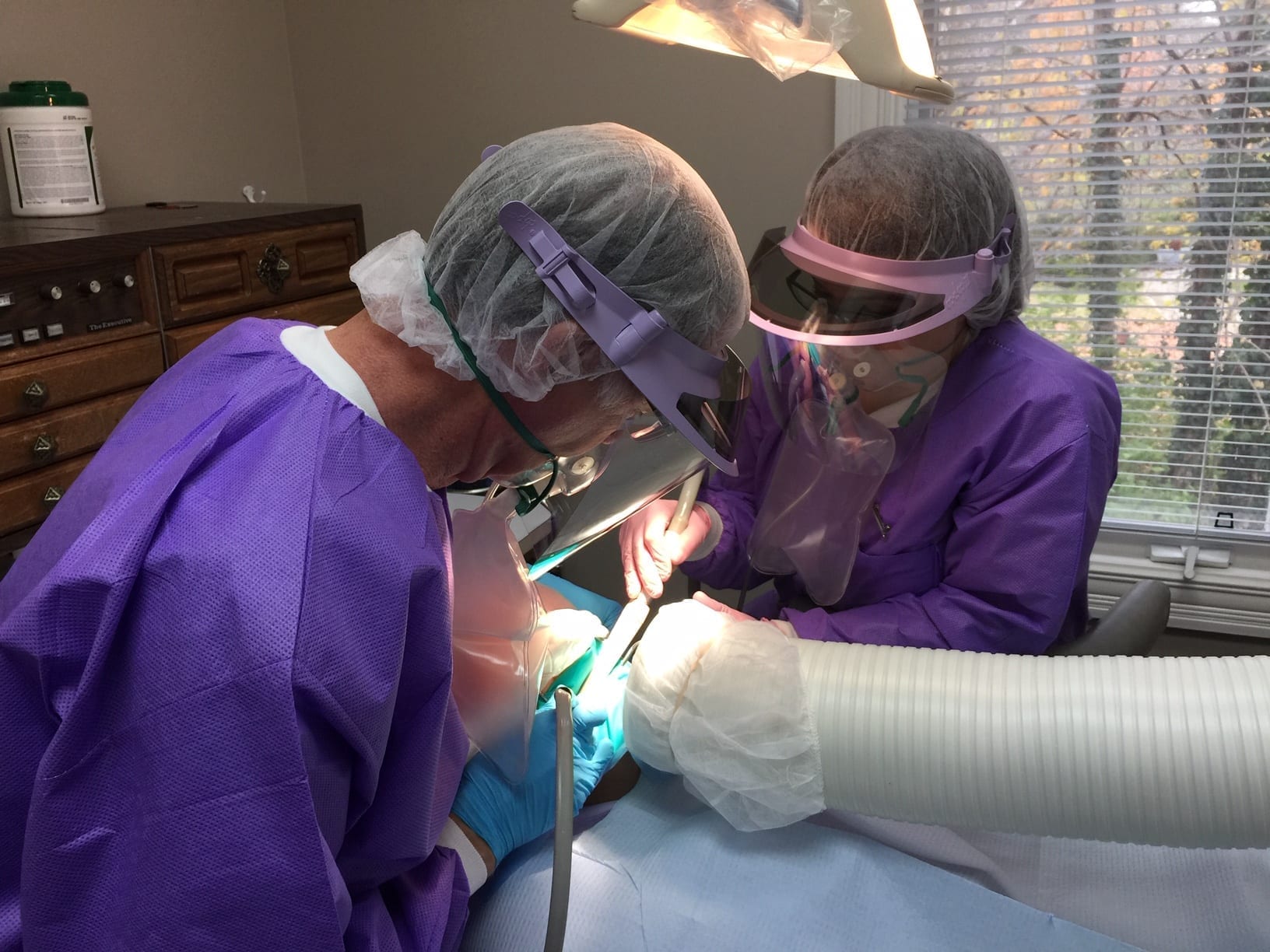Safety measures being applied during amalgam filling removal